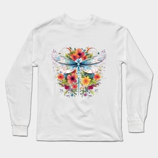 Floral Dragonfly Long Sleeve T-Shirt